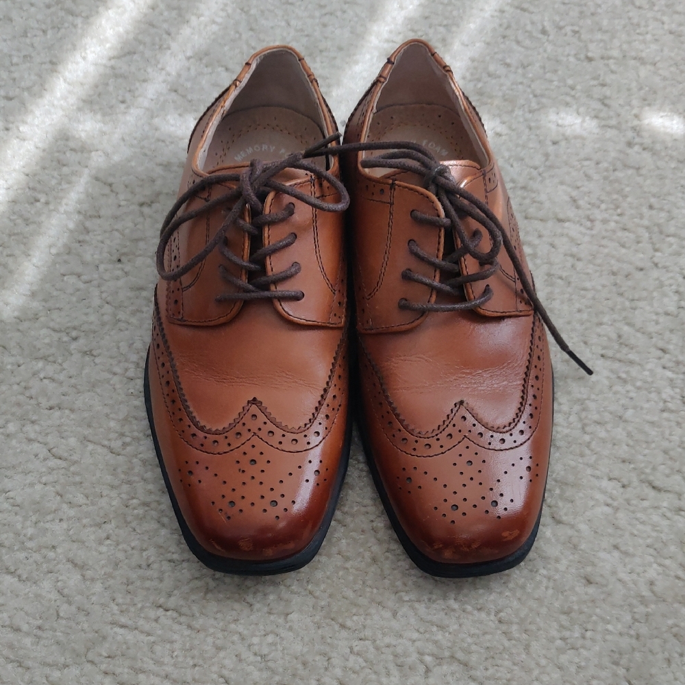 Florsheim Brown Leather Wingtip Oxford Little Boys Dress Shoes Tan Cap Clean Y2K